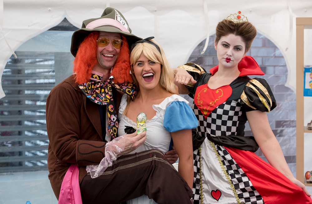 Easter Saturday Easter activities at The Rock in Bury. PIC shows Alice in Wonderland characters.